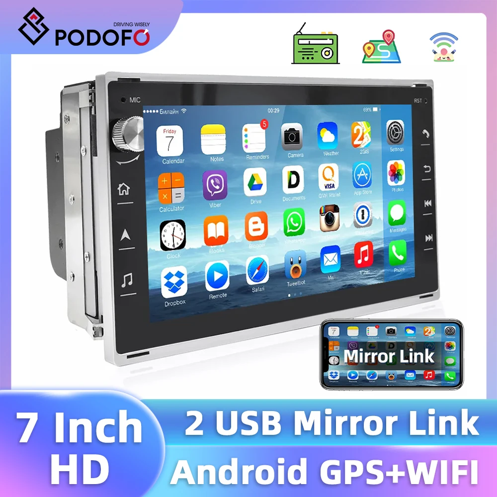 Podofo 7'' 1+32G Car Radio For BORA POLO MK5 SHARAN JETTA MK4 CITI CHICO GPS Navigation WIFI Bluetooth FM Radio 2Din Car Audio