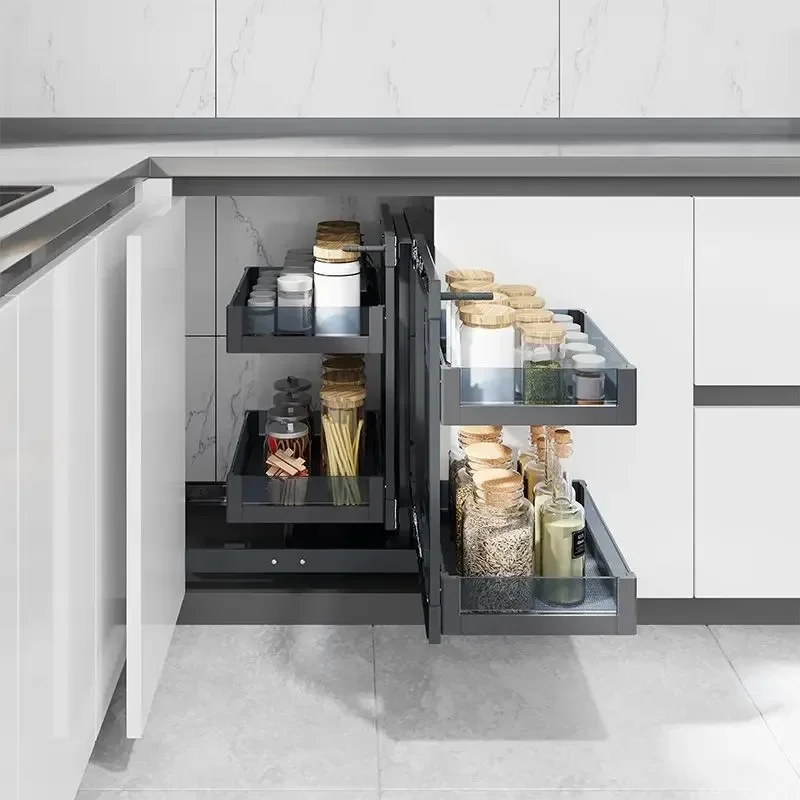 Pull out all the kitchen cabinets, corner little monster, corner plate basket storage bowl basket pot basket storage rack