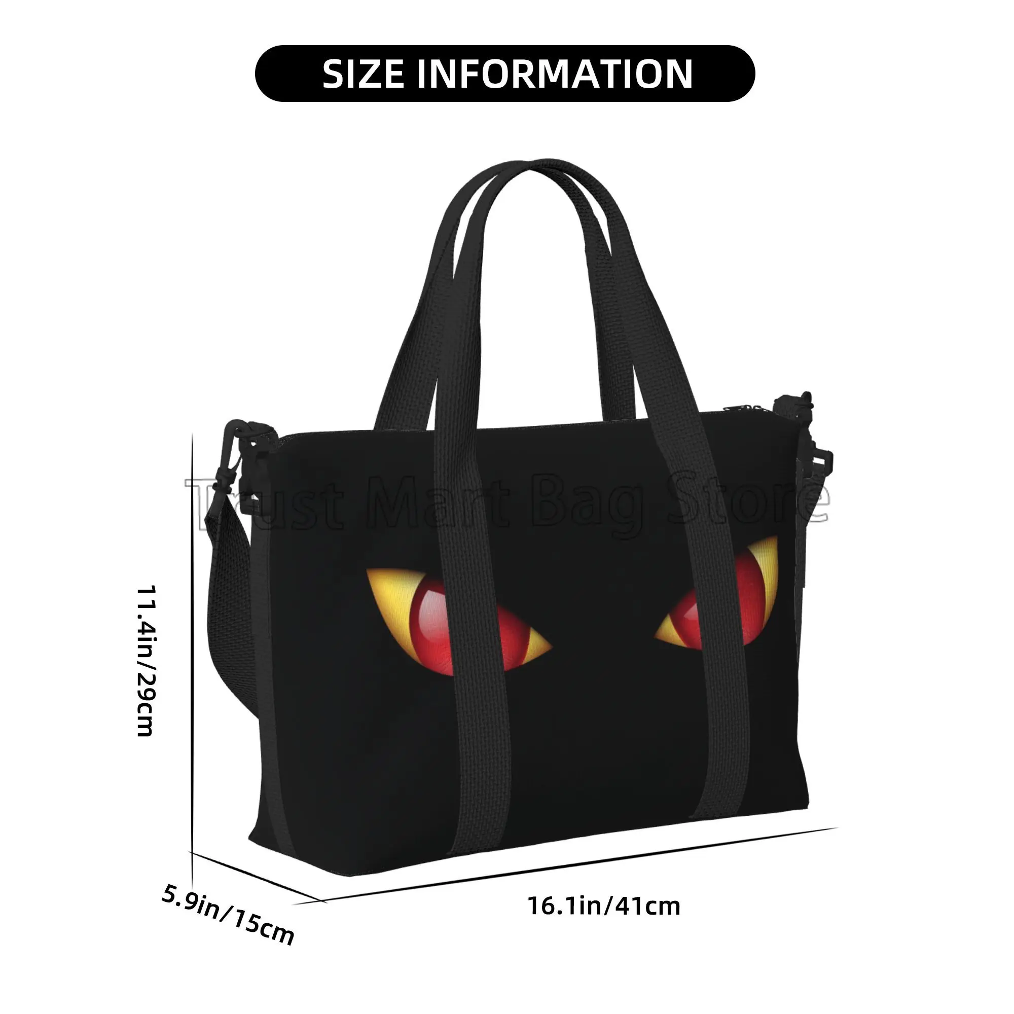 Halloween Black Cat Eyes Print Travel Duffle Bag for Women Men Weekender Overnight Handbag for Girls Boys Sports Gym Tote Bags