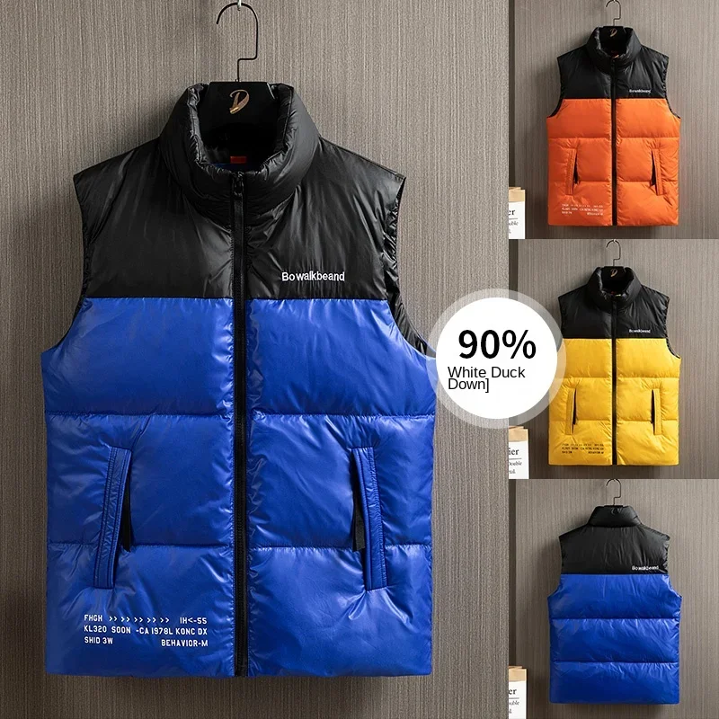 

Новая мода толстый жилет на утином пуху теплое пальто зимний стеганый жилет мужская одежда уличная повседневная мужская куртка без рукавов с воротником-стойкой