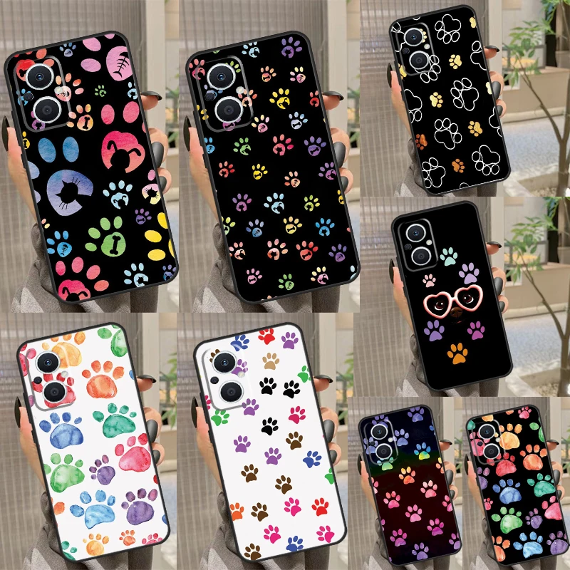 Watercolor Paw Prints Back Cover For OPPO Reno 6 7 8 Lite 3 4 5 Z 2Z 8T OPPO Find X6 Pro X2 X3 Neo X5 Lite Case