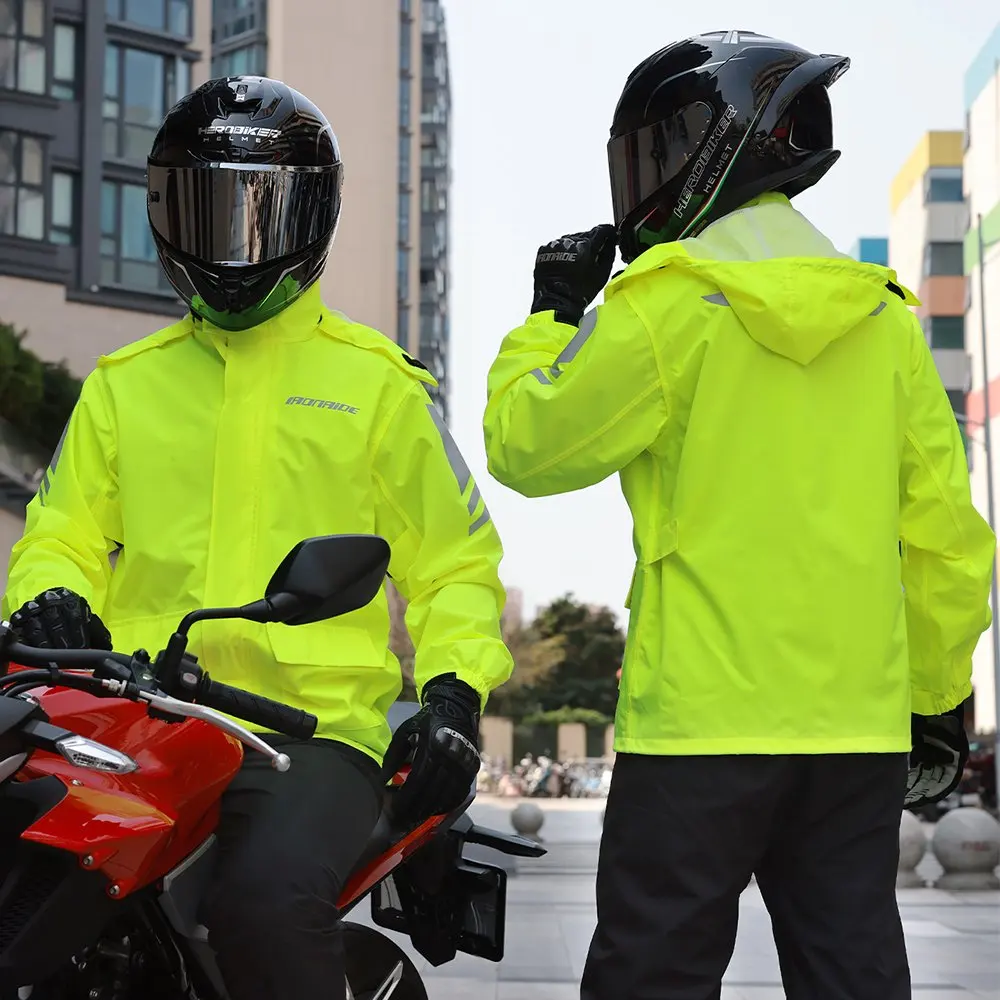 

Waterproof Men Motorcycle Jacket Motorcycle Raincoat Suit Reflective Motorbike Riding Raincoat Rider Split Raincoats Rain Pants