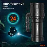 Wurkkos DL46 20000lm Professional Scuba Diving Flashlight Torch Light USB-C Rechargeable Flashlights With 46950 30000mAh battery