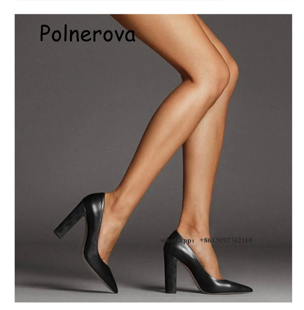 

Super Pointed Toe Sexy Pumps Women Dress Shoes Spring Black Patent Leather Pumps Chic Fashion Office Ladies Thick Square Heels