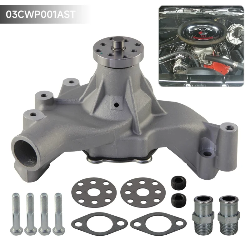 Chrome/Satin Surface Aluminum Long Water Pump For Chevy Big Block BBC LWP 396 402 427 454 V8 6.5L 6.6L 7.0L 7.4L 1969-1987