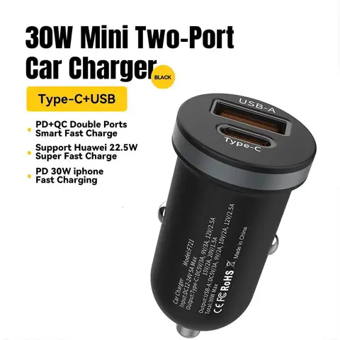 30W 5A QC 4.0 PD 3.0 USB Car Charger Quick Charge4.0 USB Type C Car Fast Charging For iPhone 12 13 Huawei Samsung Xiaomi
