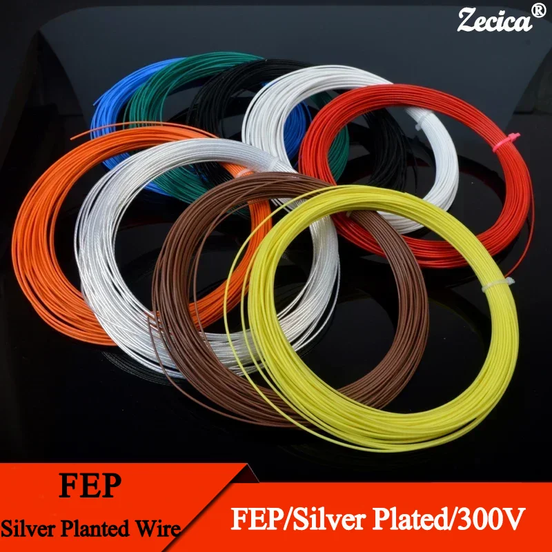 

5M/10M FEP Silver Plated Wire 30AWG - 10AWG High Purity OFC Electronic HiFi Audio Speaker Headphone DIY Signal Copper Cable
