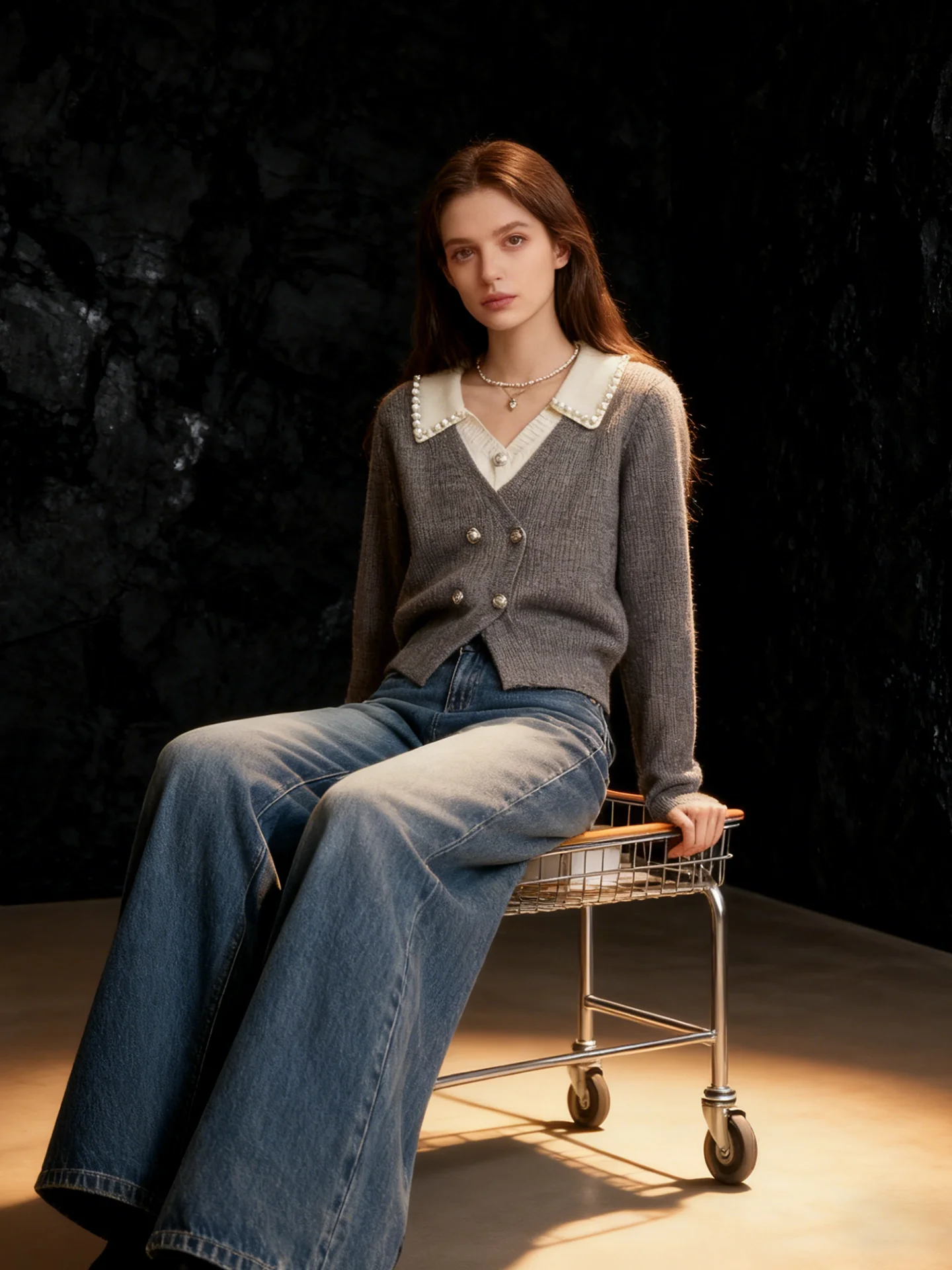

HUAAPPUW Casual Style Long Sleeve Knitted Sweater Color Block Collar Design Versatile Autumn Winter New Arrival Women's Fashion