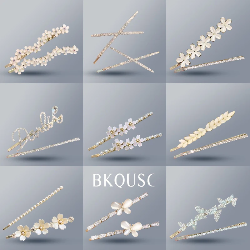 Pearl Rhinestone Women Hairpins Shell Flowers Metal Hair Clips Elegant Female Fashion Butterfly Barrettes Sweet Hair Accessories