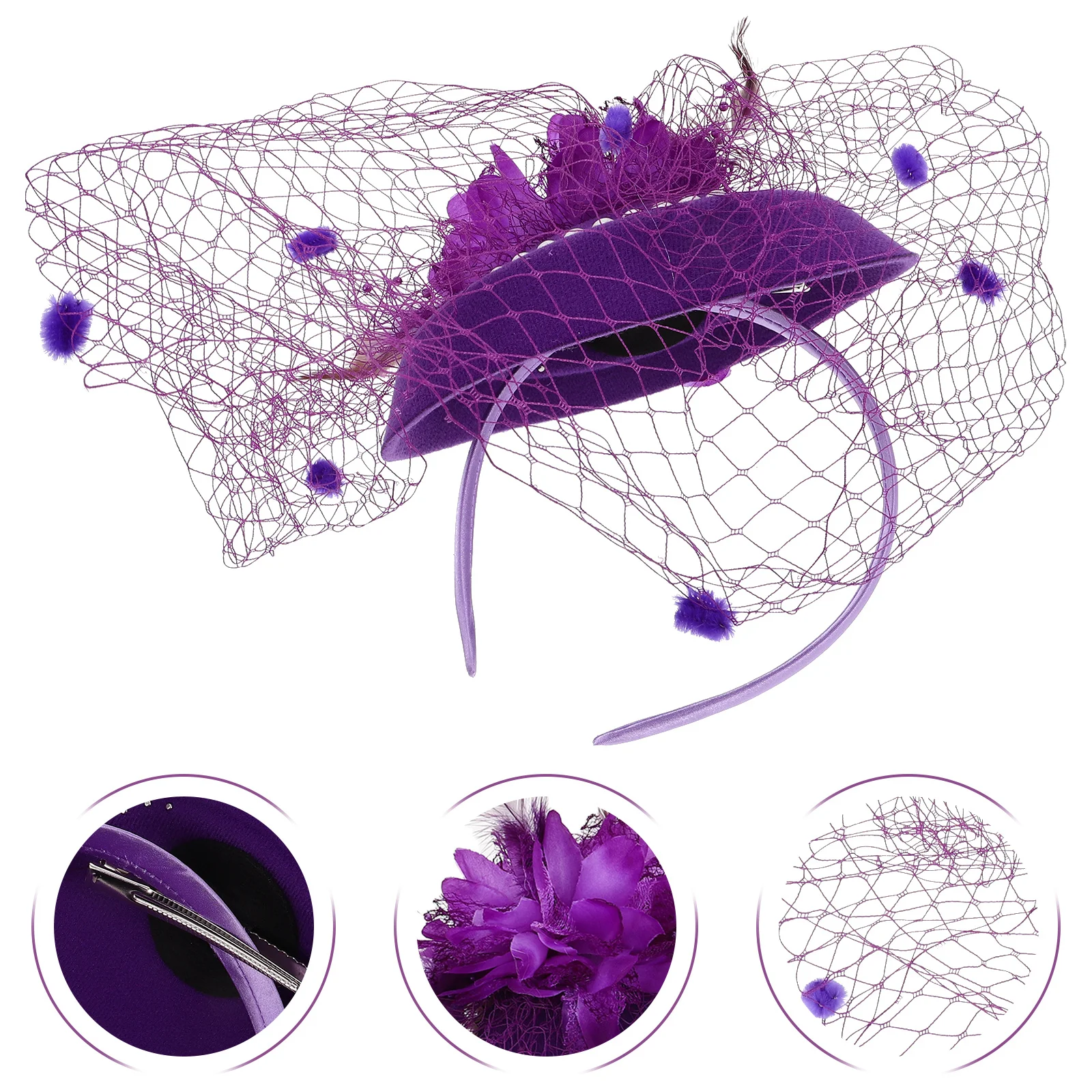 

Свадебная повязка на голову с жемчугом, элегантная мини-чародейка, сетчатый шлейф, свадебная чаепитие, заколки для волос, шляпа с цветочным принтом, аксессуары
