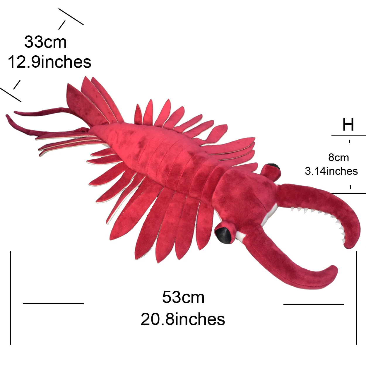 Realistic Anomalocaris Shrimp Stuffed Animal Plush Toy, Lifelike Shrimp Animal Plushies, Simulation Animals Doll