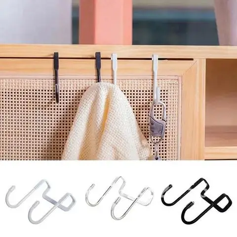 1pcs S-type Hanger Door Back Coat Hook Steel Double Hook Cabinet Door Hook Home Kitchen Free Punching Storage Hooks1pcs Steel S