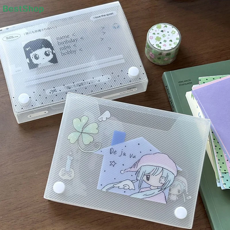 

Cute A6 File Bag Plastic Documents Filing Storage Bag Student Organizer Information Pocket Folders Stationery