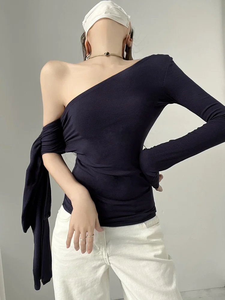 

Slim Fit ort oulder T-irt Women's Design Sensation Spring Autumn White Sa Base irt Sexy Sle Long Sve ort Nec...