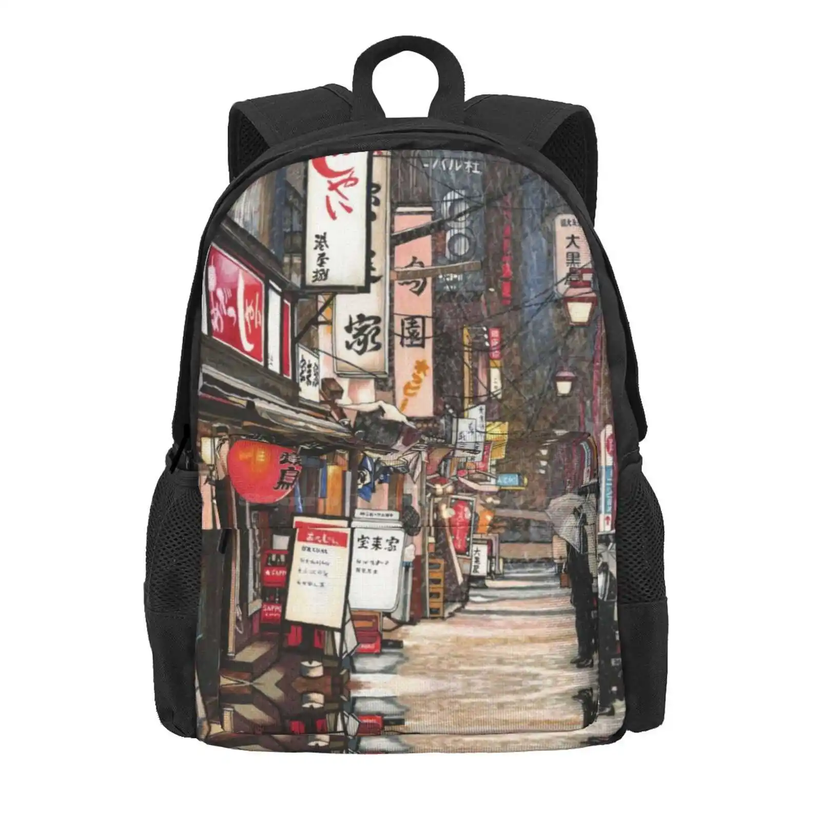 Lights In The Snow Hot Sale Schoolbag Backpack Fashion Bags Lights Winter Night Japanese Snowfall City Urban Tokyo Anime