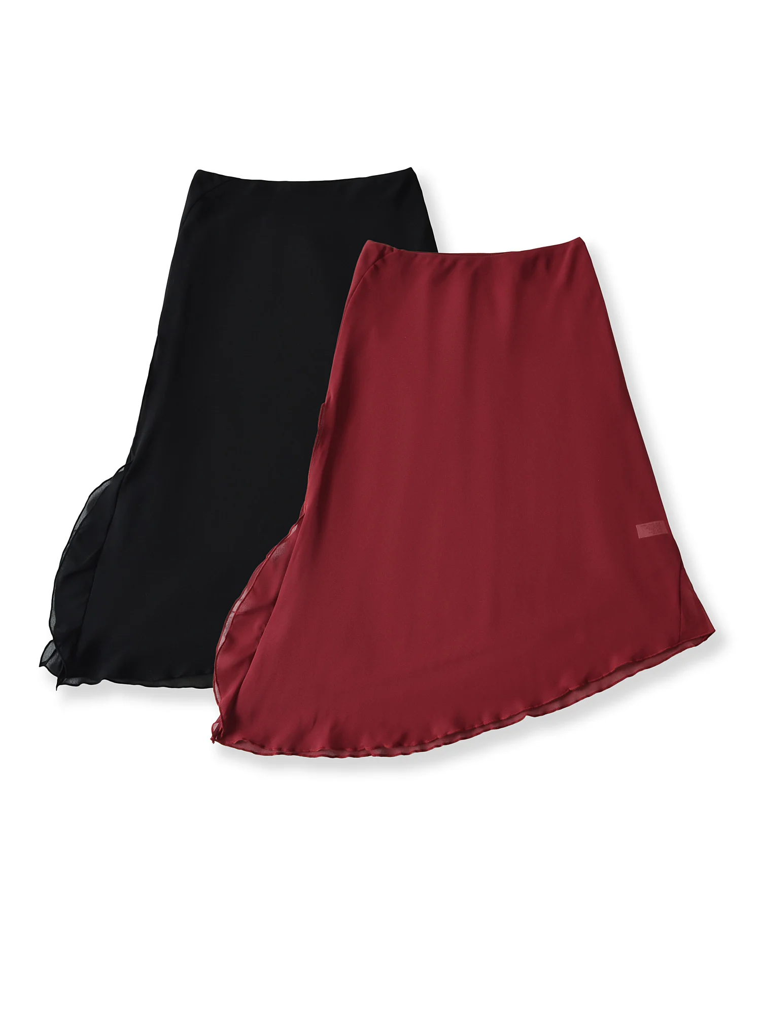 

Sexy High Waist Asymmetrical Slim Fit f Skirt with Slit for Women in Chiffon Wrap around Skirt Ladylike Sle