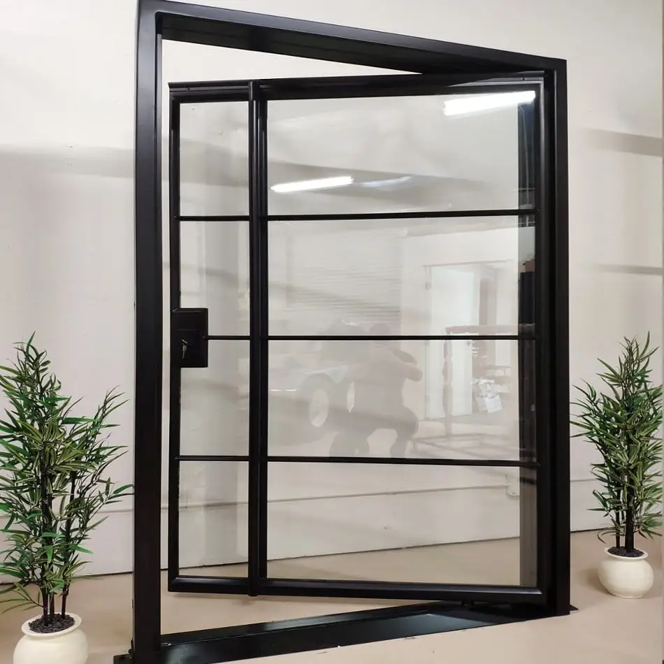 

Multi Scenario Applicable Large Size Tempered Glass Pivot Door Heavy Duty Manual Soundproof Revolving Doors Hotel Casement Doors