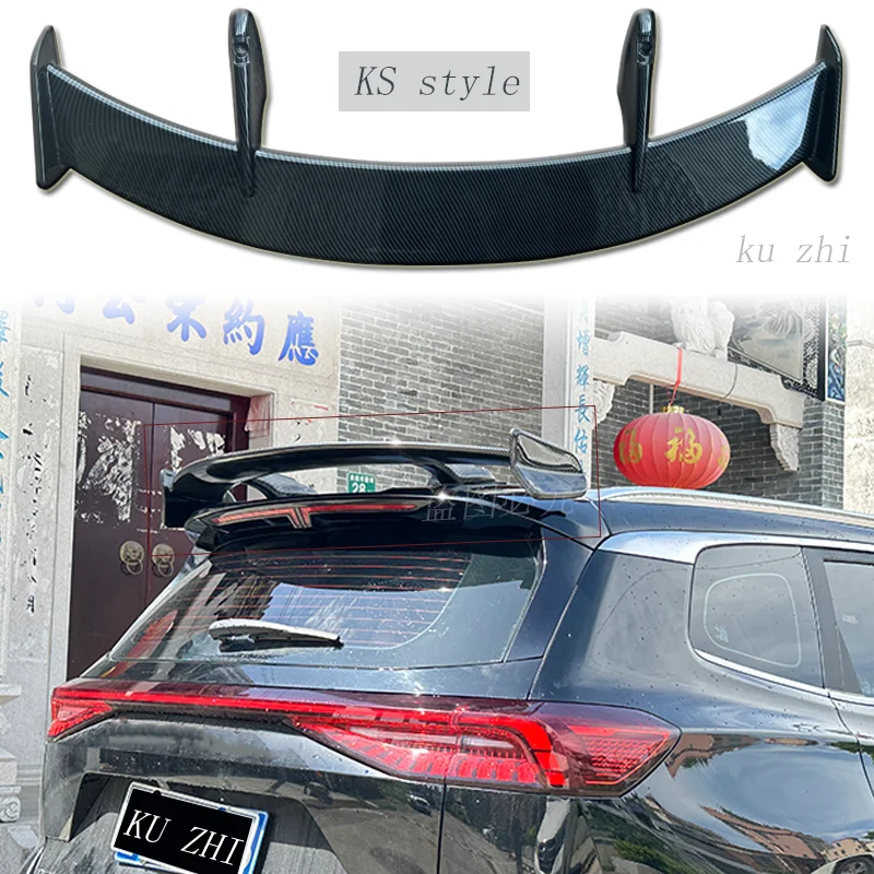 Suitable For Chery Tiggo 8 Pro High-Quality ABS Material Rear Spoiler Carbon Fiber Patterned KS Style Rear Spoiler Tail Wing