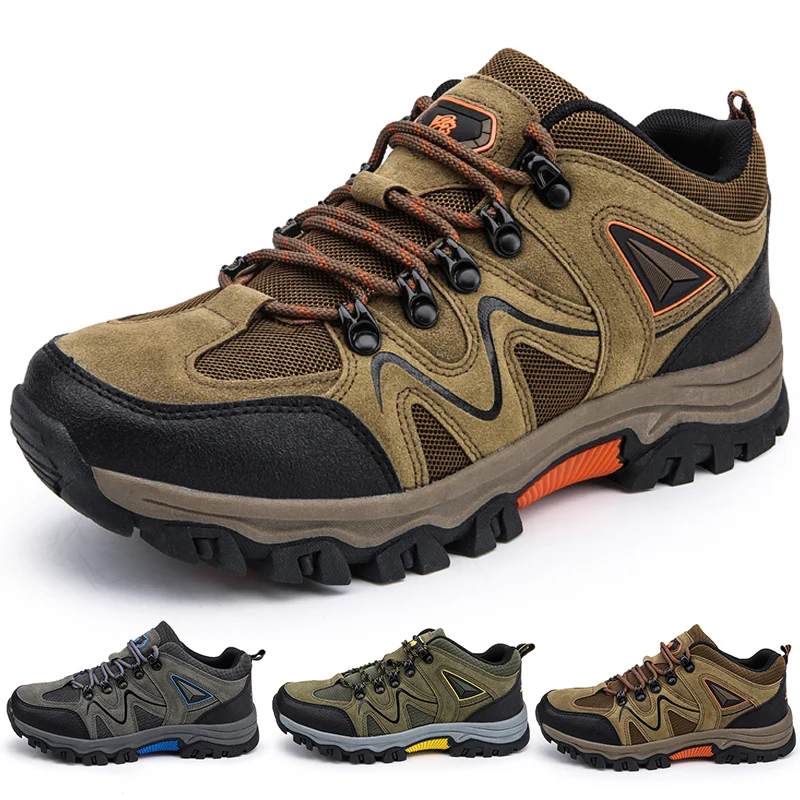 Men Hiking Shoes Mesh Breathable Travel Shoes Non-Slip Wear-Resistant Woodland Training Shoes Men Outdoor Hiking Sports Shoes