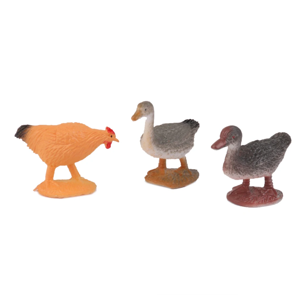 2Pcs 1.57-2.75inch Plastic Poultry Animal Pig Cat Model Toys Multi-colored