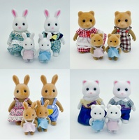 1:12 Forest Animal Family Mini Rabbit Bear Panda doll girl play house doll setForest Family Villa Furniture Set Toys