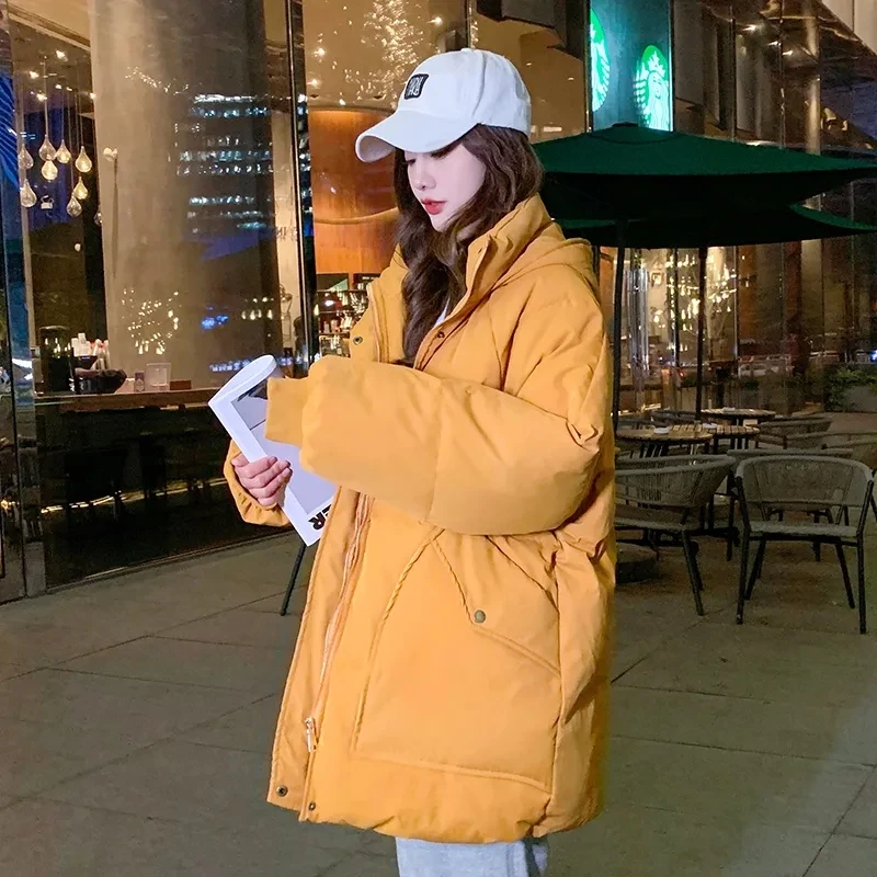 

Хлебница оверсайз, короткое пуховое хлопковое пальто, хлопковое пальто, женское пальто 2025 года, новое модное осенне-зимнее пальто, толстое хлопковое пальто, пшенично-желто