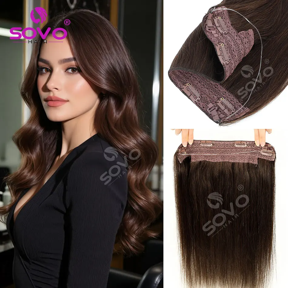 14-28-inch-halo-hair-extensions-100-real-remy-human-hair-hidden-wire-fish-line-clip-in-hairpieces-ombre-brown-hair-extensions