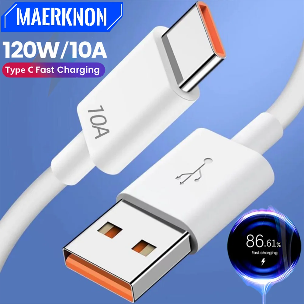 

120W Type C Cable 10A Super Fast Charging USB C Cable For Samsung Xiaomi 12 Huawei Poco Quick Charge USB C Wire Line Data Cord