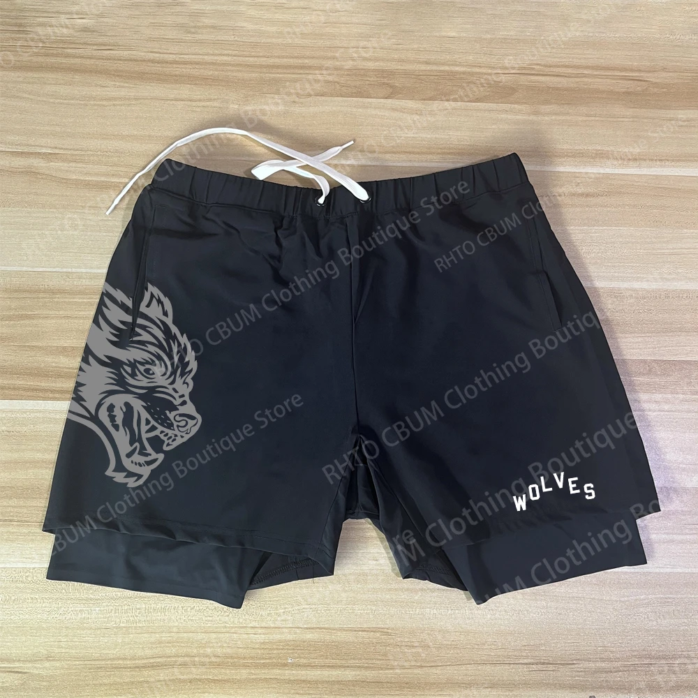 Darc Men Shorts Fashion Gym Men Short Breathable Men's Shorts Darcs Wolf Running Sportwear Men Fake 2 Pieces Short