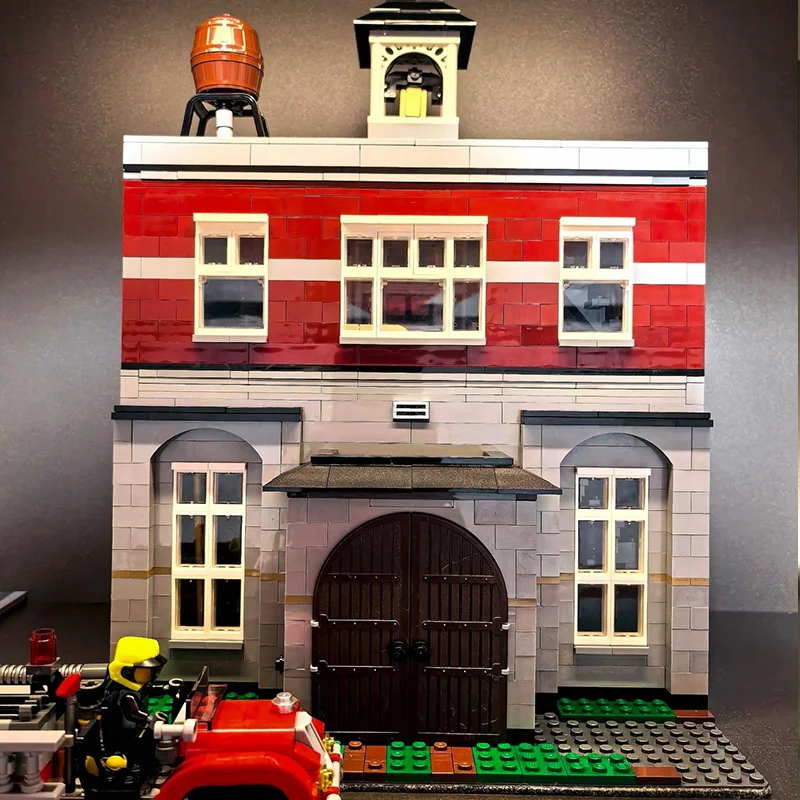10197 متوافق مع المباني للحماية من الحرائق في المدينة، ومنظار الشارع على الطراز القديم، ومكعبات البناء الصغيرة للأطفال، وألعاب البناء، #4