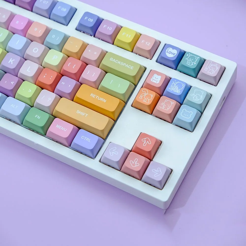 

133 Keys Gummy Bears PBT Keycap XDA Profile Color Cute XDA Key Cap for MX Switche Custom Mechanical Gaming Keyboard Caps