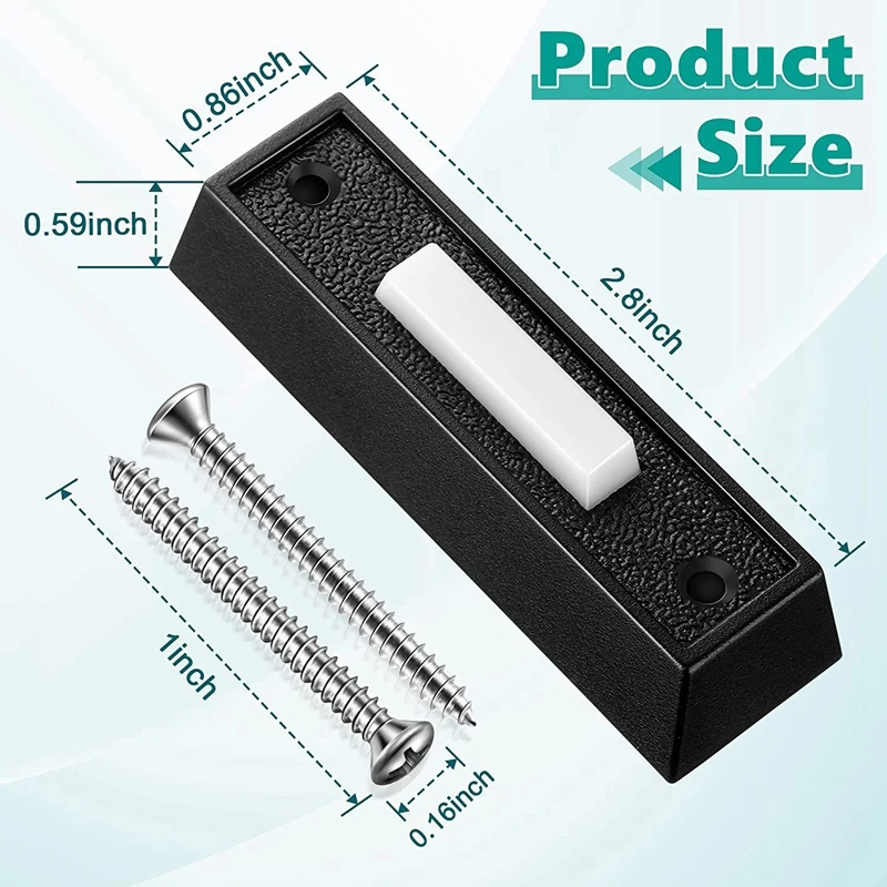 Botão de campainha com fio Smart-3PCS com luz LED, substituição do botão de anel de campainha, interruptor de abertura de porta montado na parede