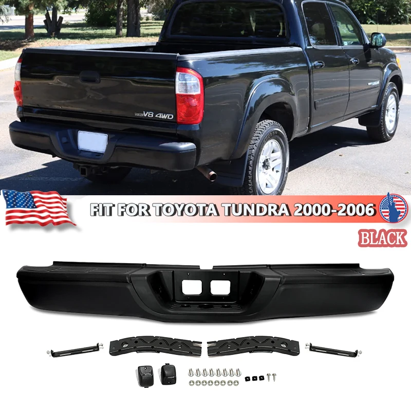 

For 2000-2006 Toyota Tundra Steel Rear Step Bumper Complete Assembly Rear Bumper Face Bars without Park Sensor Hole TO1103108