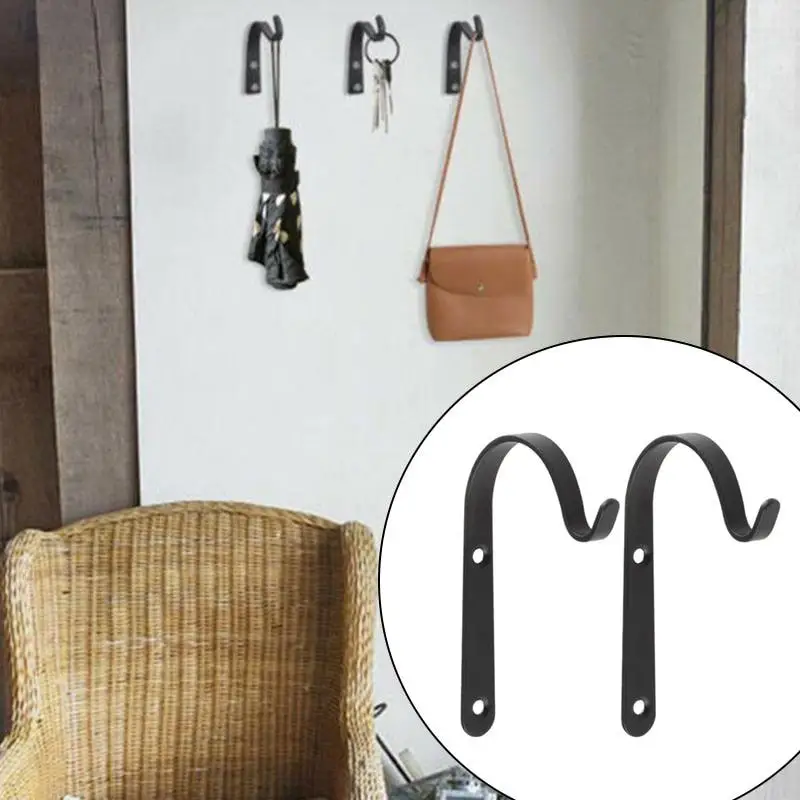 4Pc Metal J Hook Vintage Wall Hanger for Plant Bracket Flower Basket Lantern Cloth Towel Coat Hat Storage