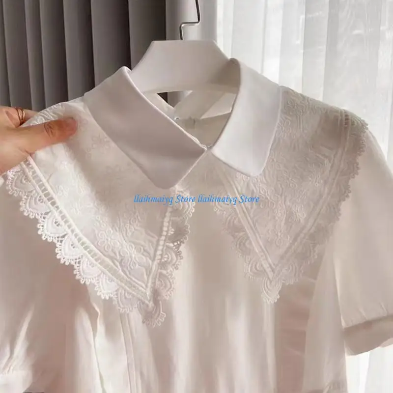 573B Breathable Cotton Lace Collar Detachable Stylish Addition To Any Outfit