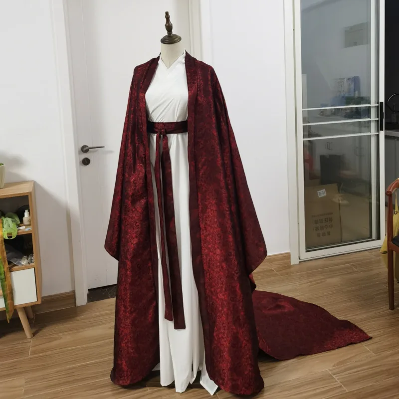 Ropa de estilo chino Gardenia inspirada en la serie de televisión de Ju Jingyi, Hanfu rojo y blanco con mangas grandes rojas para disfraz de Halloween o cine.
