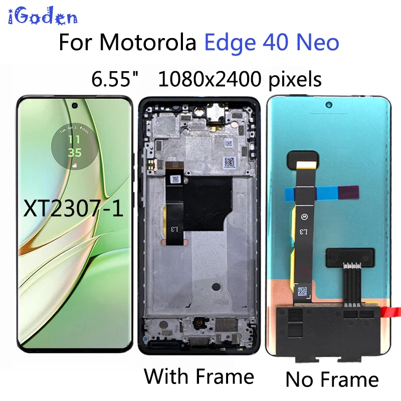 6.55\'\' AMOLED For Motorola Edge 40 Neo LCD XT2307-1 Display Touch Screen Digitizer Assembly For Moto Edge40 Neo LCD