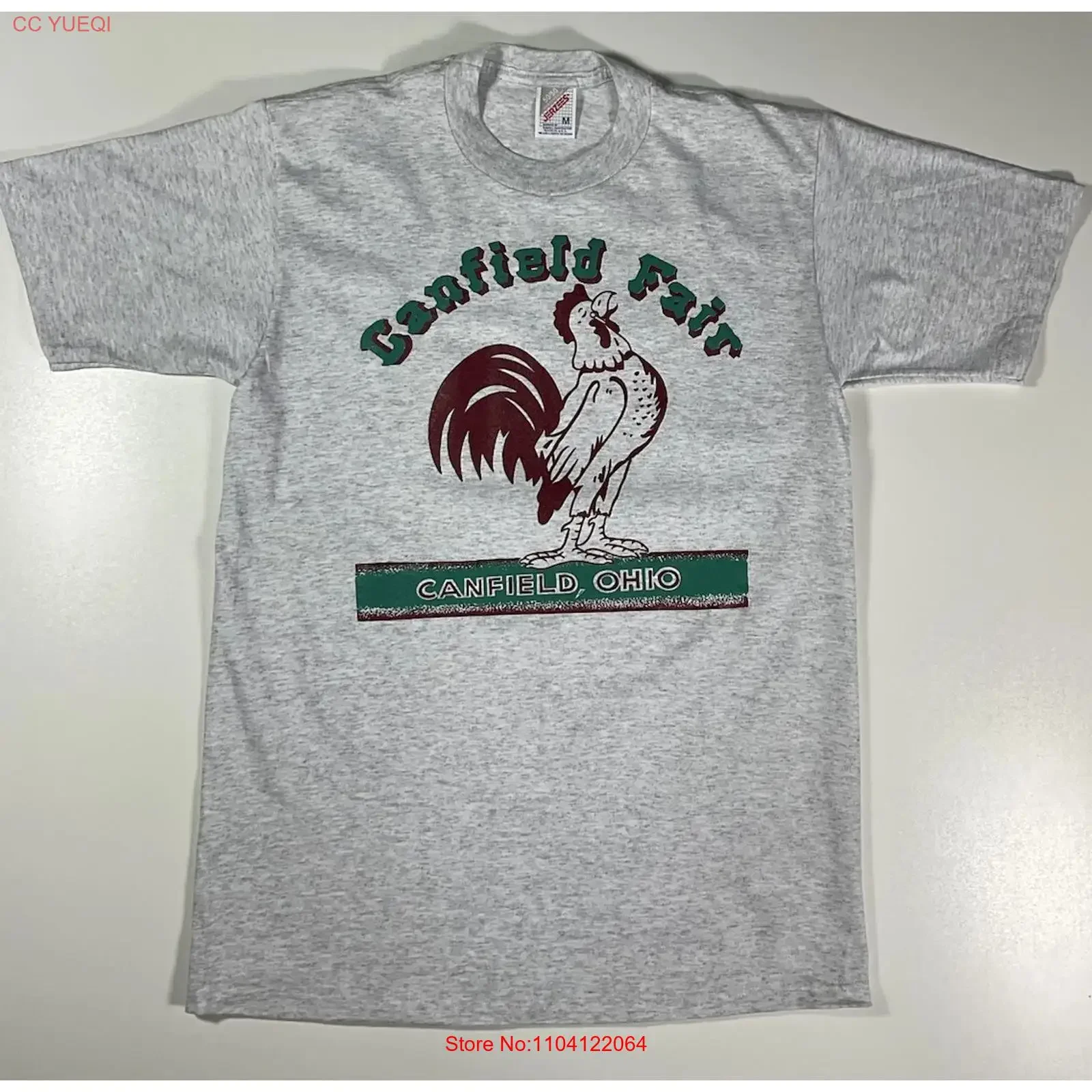 Camiseta Vintage Canfield Fair Talla M Ohio Hecho en EE. UU. Diseño Gallo Turístico Años 90 Lavado Ligeramente Elegante Suave Estilo Urbano Casual