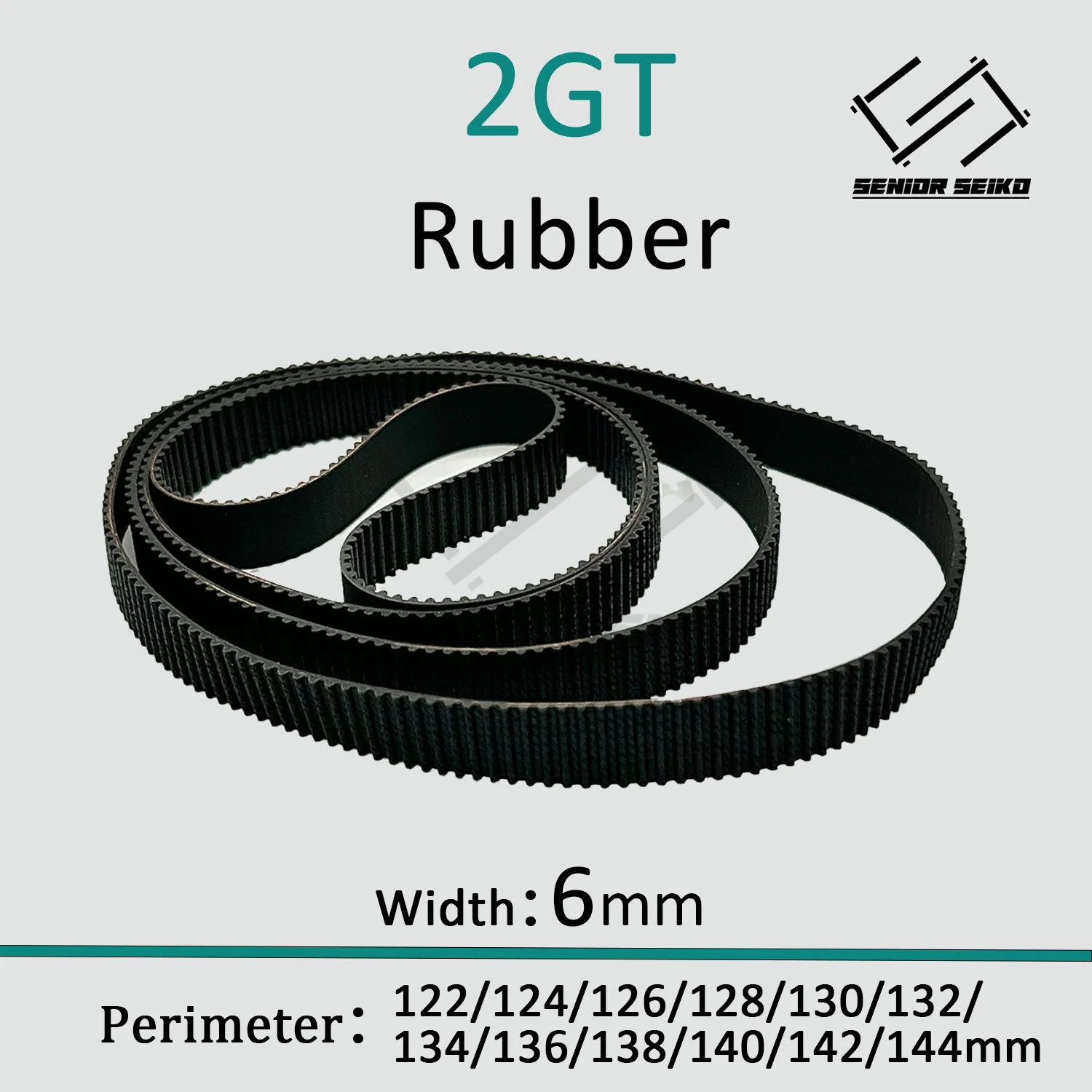 

2GT 2M Belt Width 6mm Rubber CBelt Closed Loop Perimeter 122/124/126/128/130/132/134/136/138/140/142/144mm Timing Synchronous