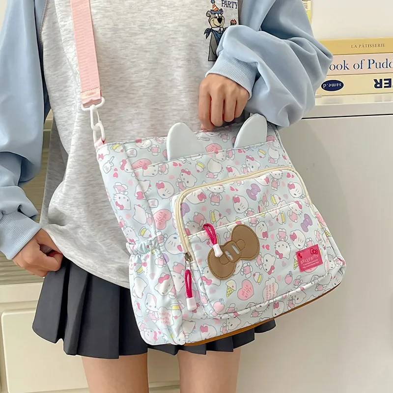 Sanrio Portable Crossbody Bag for Students Going To School Large Capacity Waterproof Shoulder Bag Surprise Gift for Children