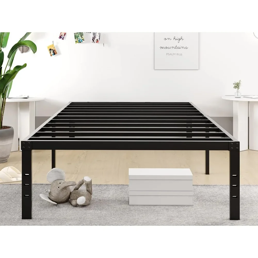 

18 Inch Metal Bed Frame, Twin Bed Frame, No Springs Required , Easy To Assemble Reinforced Steel Slats Support, Noiseless Black