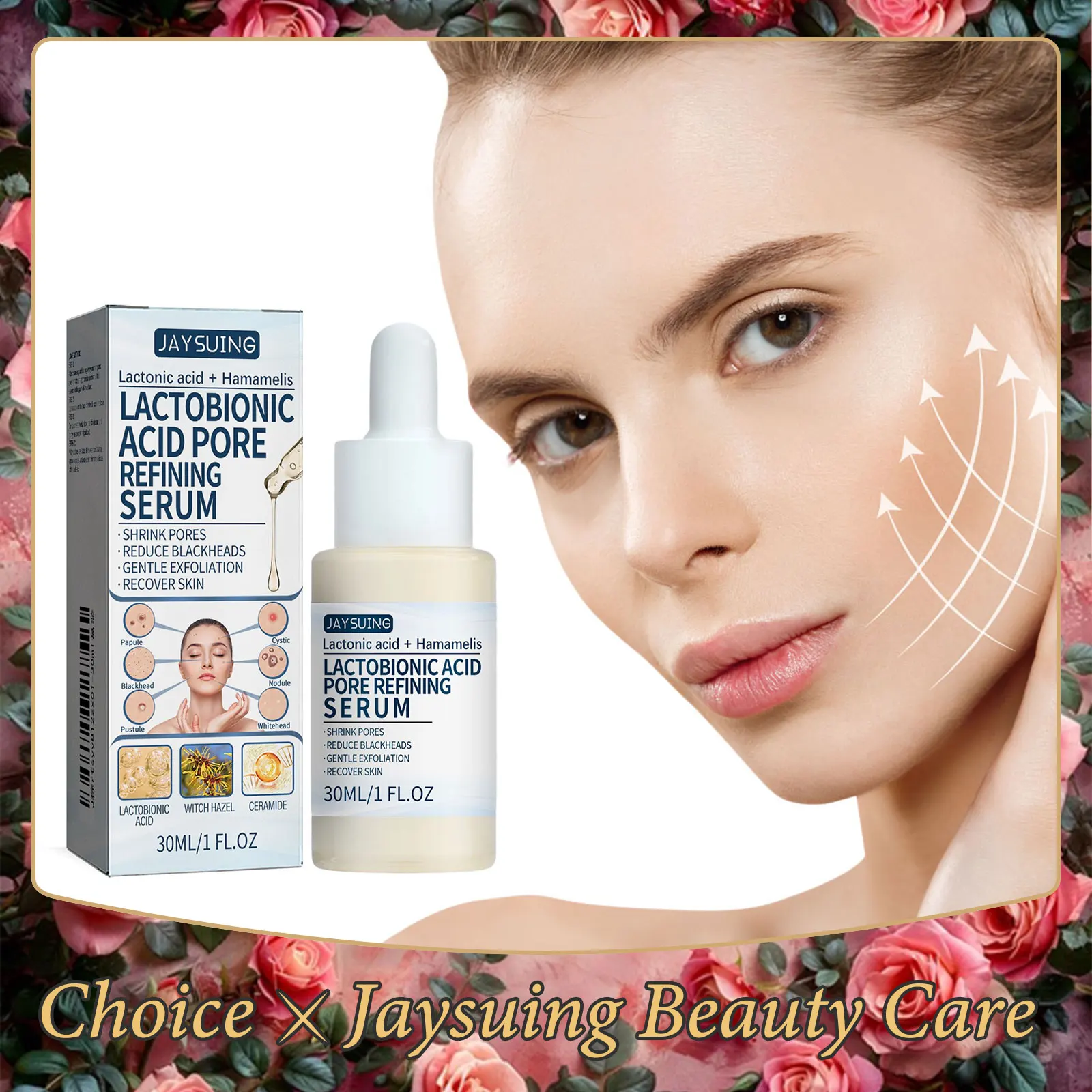 Lactobionzuur Serum Olie Controle Mee-Eters Verwijderaar Voedende Huid Glad Gezicht Exfoliator Porie Krimpen Serum Korean 30Ml