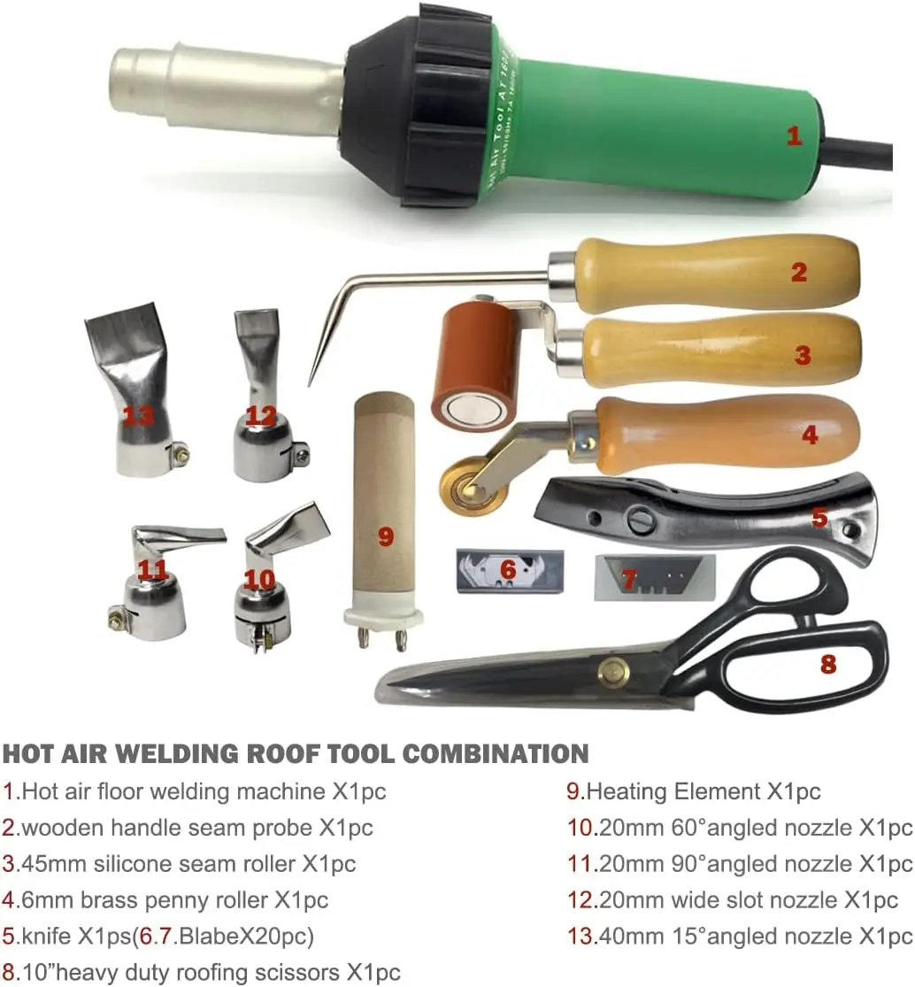 Hot Air Welding Gun Pvc Professional Roofing Welding Kits 120V Welding Pvc Tpo Epdm Single Ply Roofing Membranes 1600W Welding