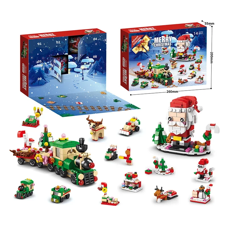 Christmas Building Blocks Set Box Kids Toys Xmas Advent Calendar Bricks Diy Kit Gift for Children 6 Years Old and Above