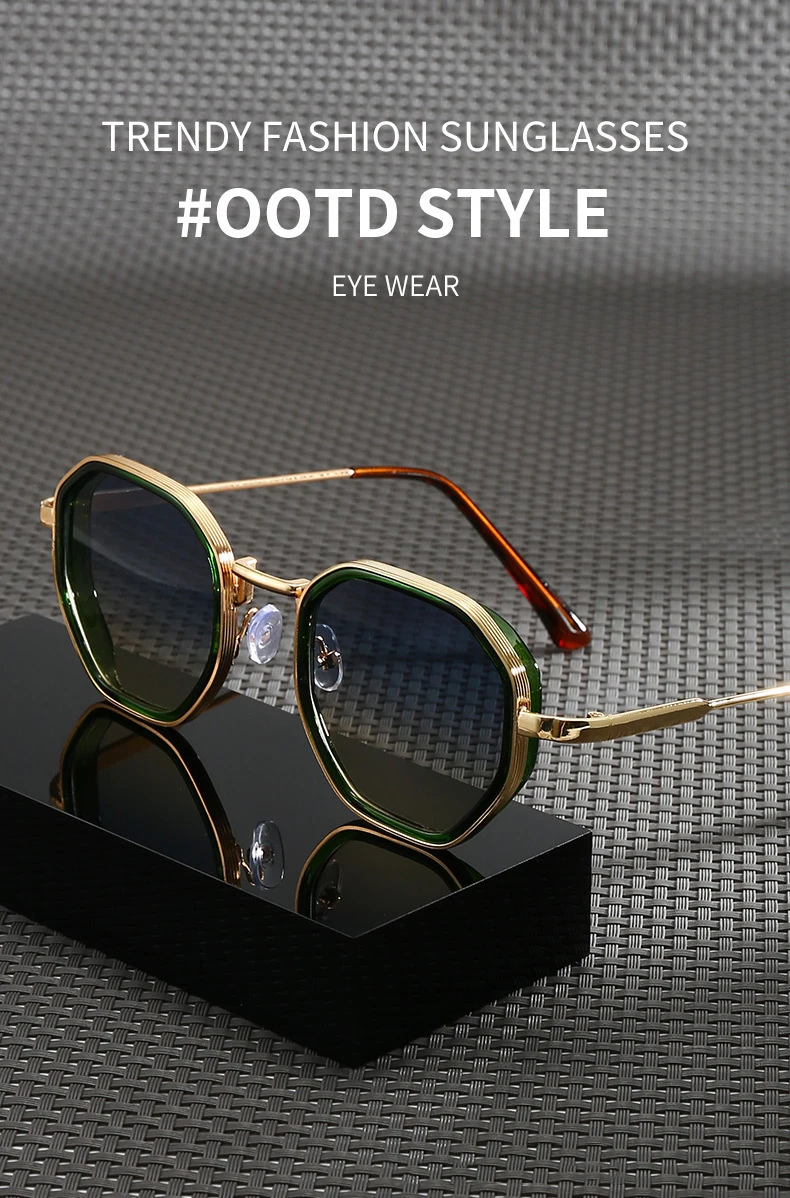 Neue modische Unisex-Sonnenbrille aus Metall mit geometrischem Design, Retro, personalisierbar, trendiger Streetstyle, UV-Schutz, 222 – Detail 3