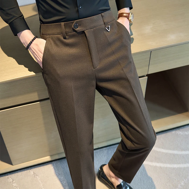 Winter Thick Woolen Suit Pants Men's Classic Solid Color Casual Business Dress Pant High Quality Social Trousers Men Clothing