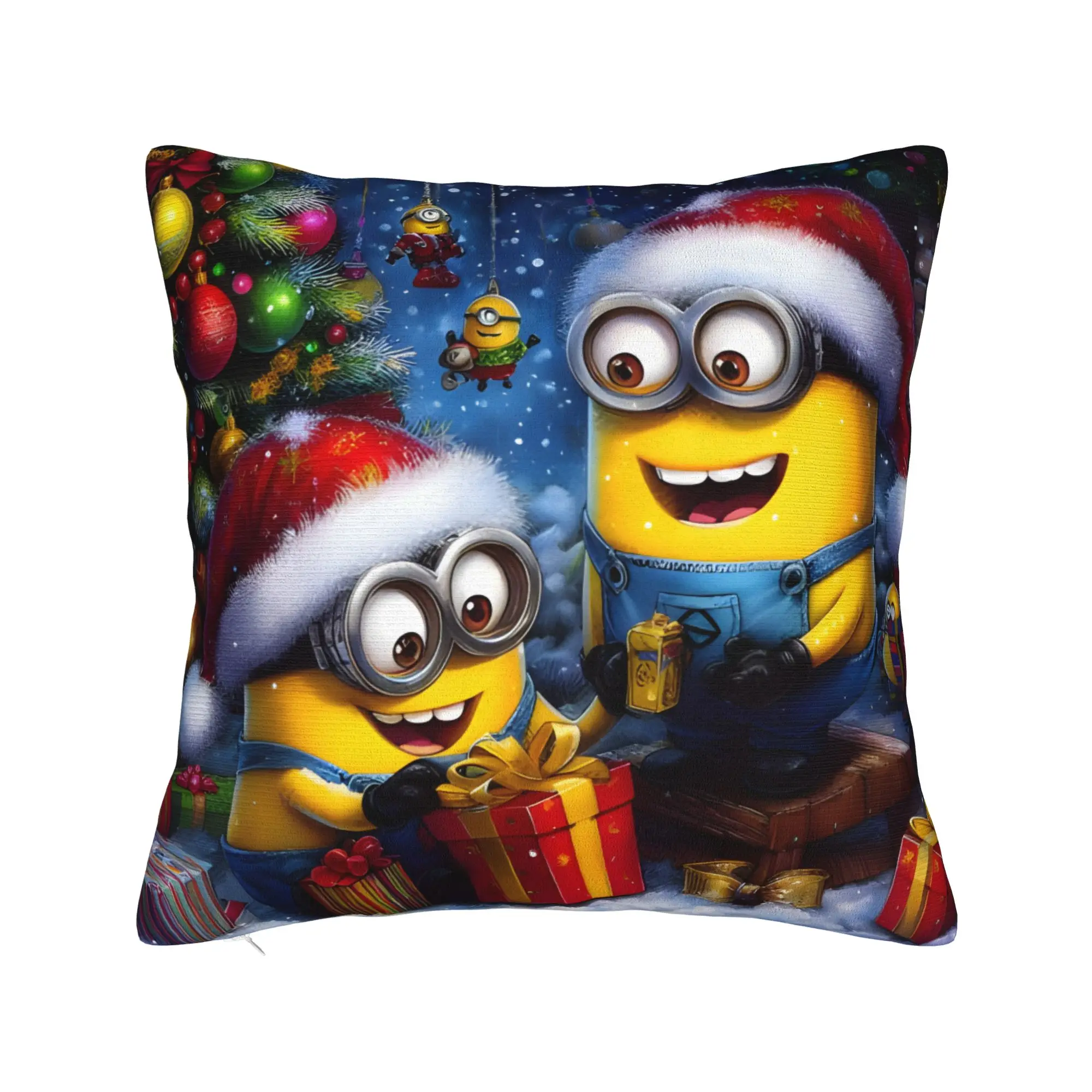 Cartoon M-Minions Christmas Pillowcase Printing Polyester Cushion Cover Gift  Pillow Case Cover Home Zipper 45X45cm