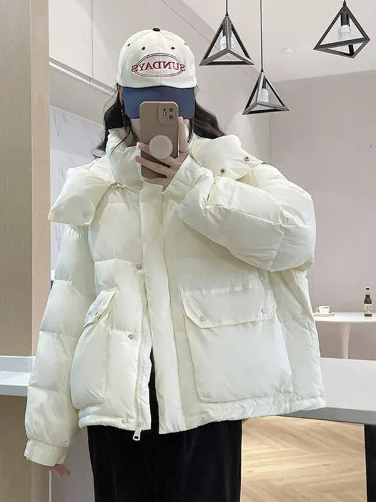 Women Short Parkas Autumn Winter Hooded Cotton Padded Jacket Female Thickened Warm Oversized Puffer Coat Streetwear Outwear