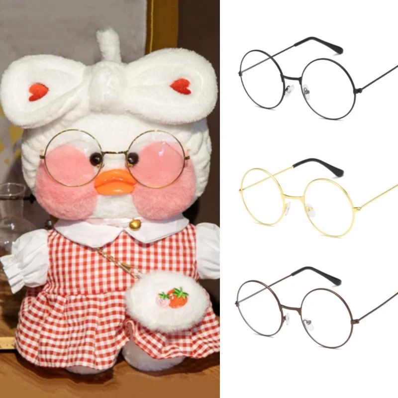 

Cute Glasses Clothes for 30cm Mimi Duck Doll Glasses Round Flat Mirror Plush Duck Eyeglasses Doll Accessories Kids Girls Gift