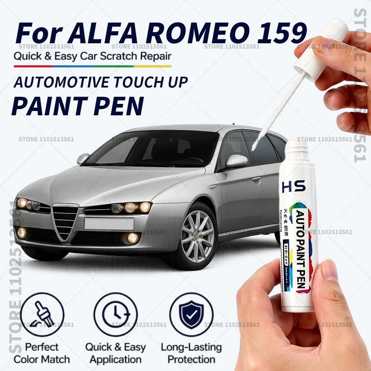 For ALFA ROMEO 159 Touch Up Paint Pen Car Paint Scratch Repair Tool Polar white Titanium Grey Alfa Red Black Blue metallic Green